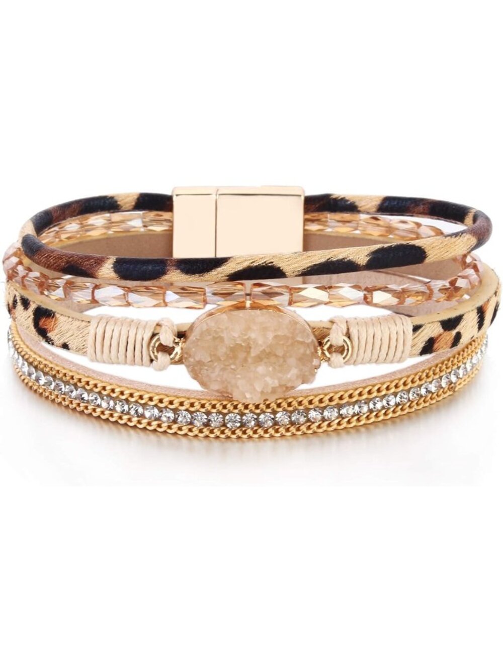 Boho Chunky Leather Wrap Bracelets | Stackable Beaded Western Jewelry Set